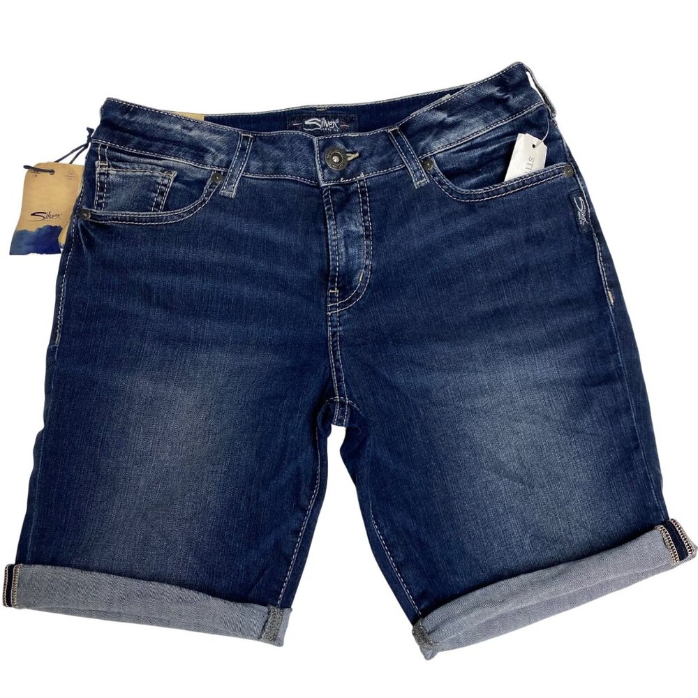 SilverJeans‎ Denim Suki Bermuda Perfectly Curvy Denim Short Size 28 NWT